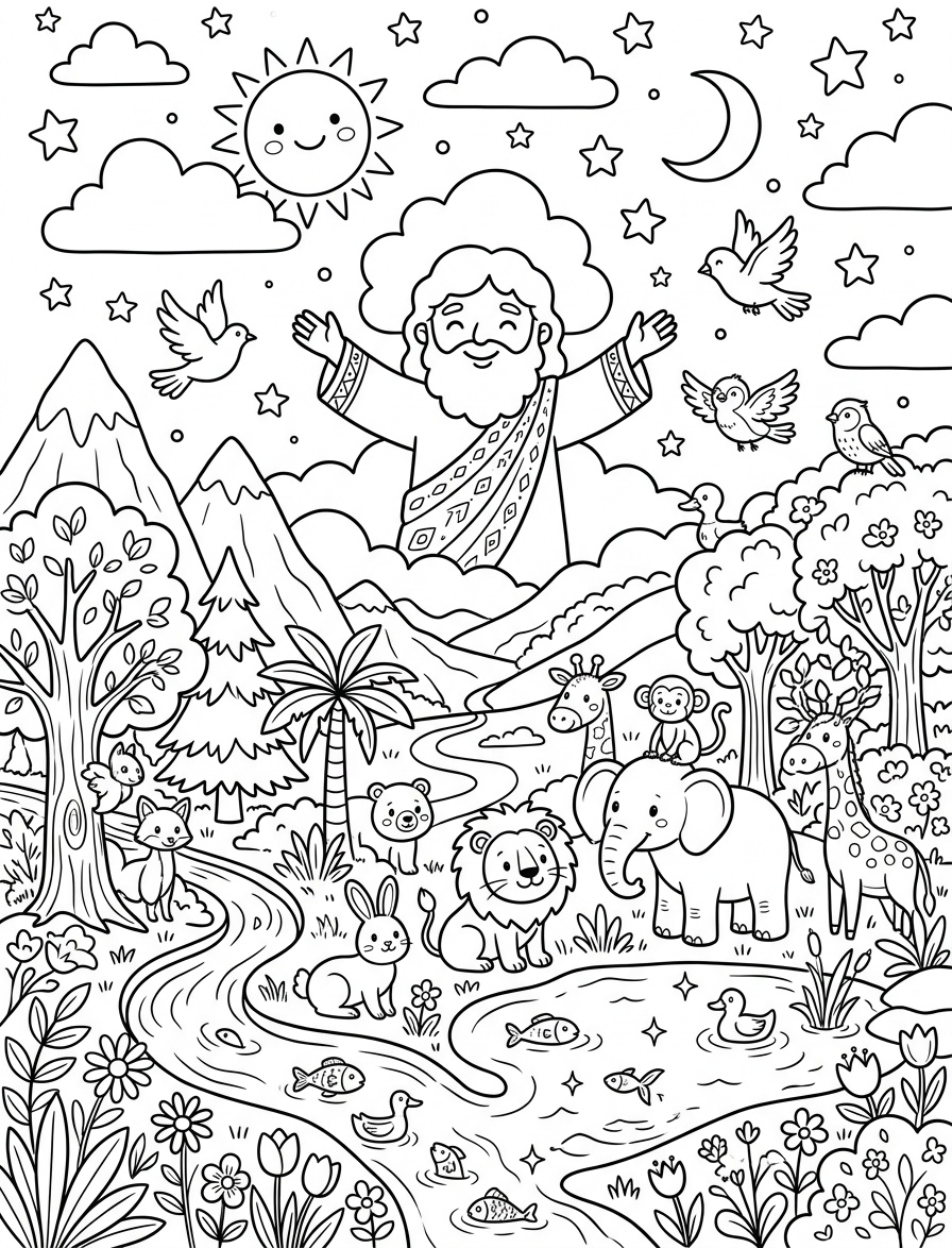 A criação do mundo para colorir