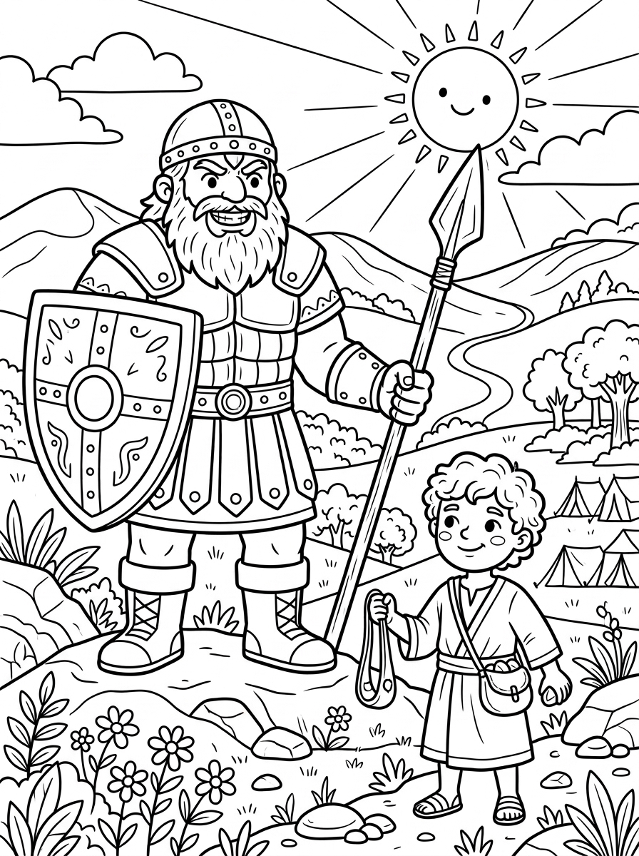 Davi e Golias para colorir
